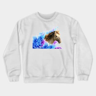 Horse Colorful Pop Art, White Wild Horse Crewneck Sweatshirt